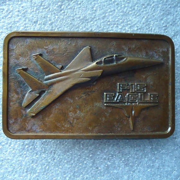 Vintage 1977 F-15 War Eagle Fighter Jet Usaf Air Force Belt Buckle - Picture 1 of 5